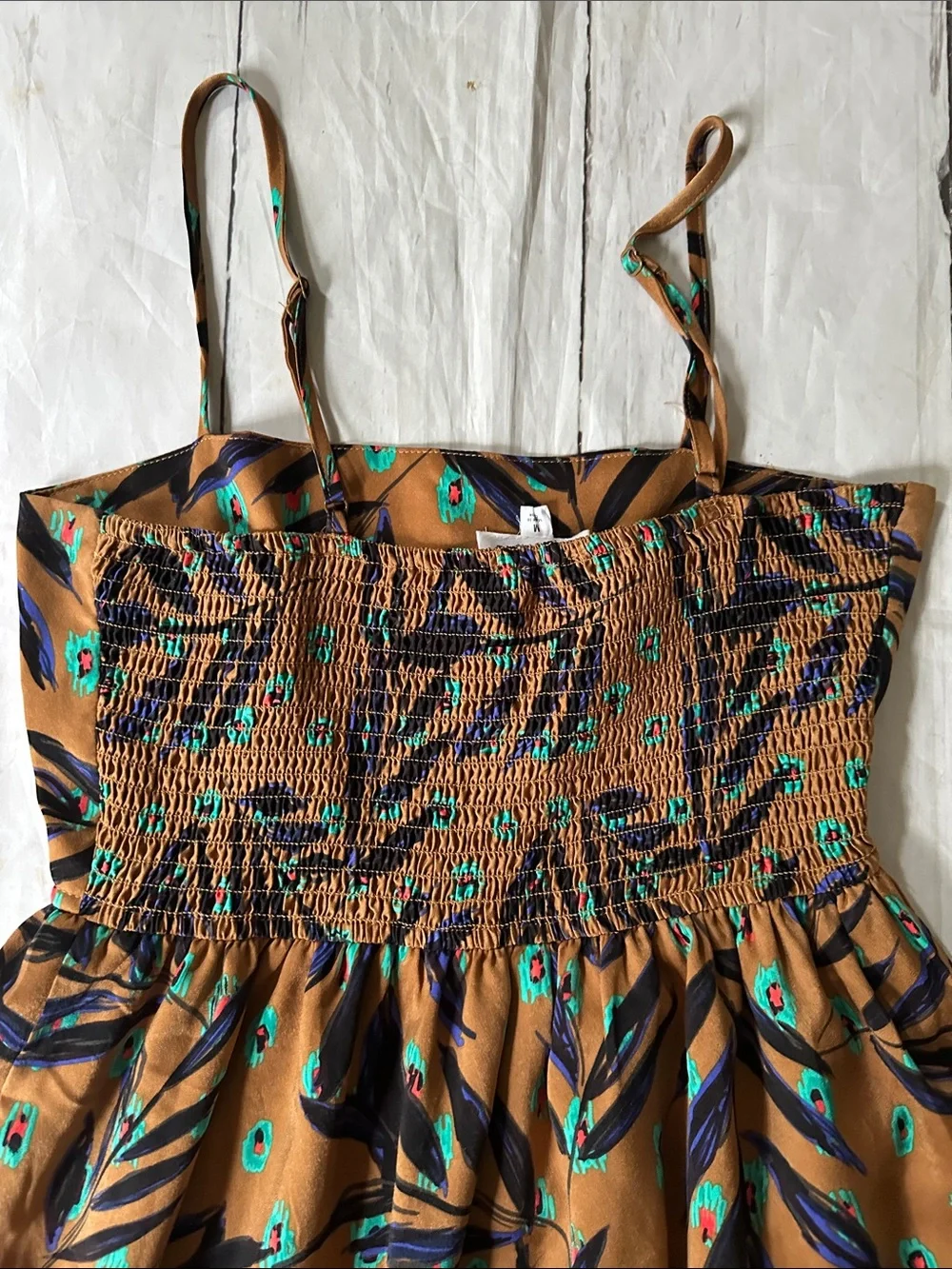THML Brown Floral Print Spaghetti Strap Midi Dress medium - Picture 13 of 13
